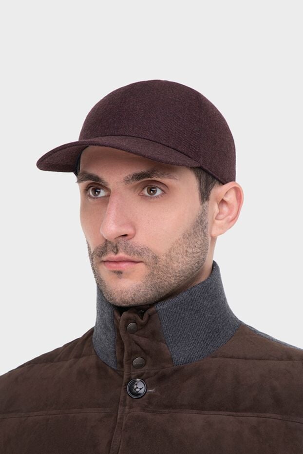 Enrico Mandelli men's burgundy wool and cashmere cap 165956 - photo 2