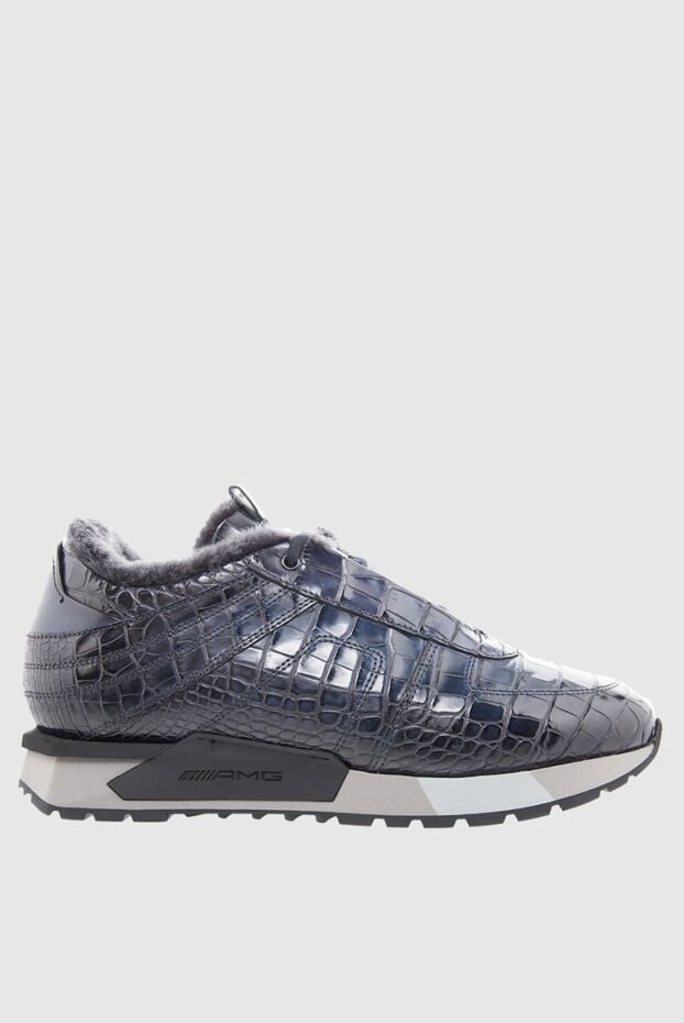 Santoni blue alligator leather sneakers with insulated fur lining 165977 - photo 1