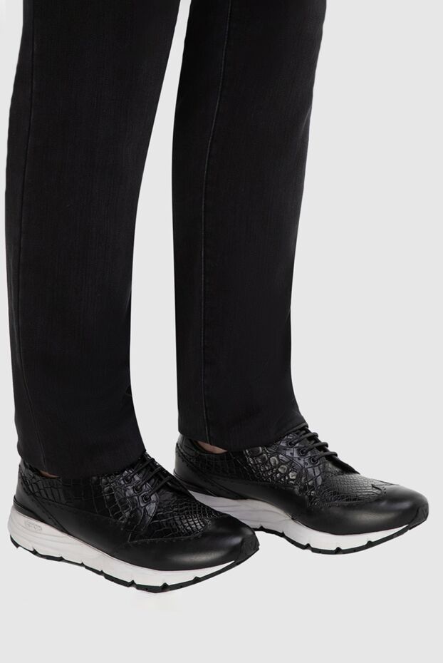 Tardini sneakers in glossy crocodile leather with a cushioned sole and contrast trim 165999 - photo 3