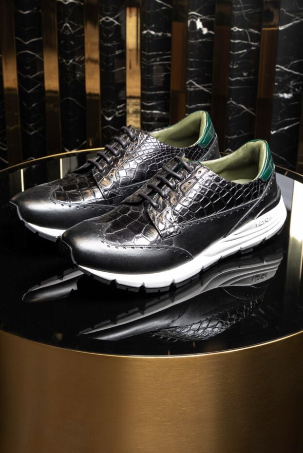 Tardini sneakers in glossy crocodile leather with a cushioned sole and contrast trim 165999 - photo 2