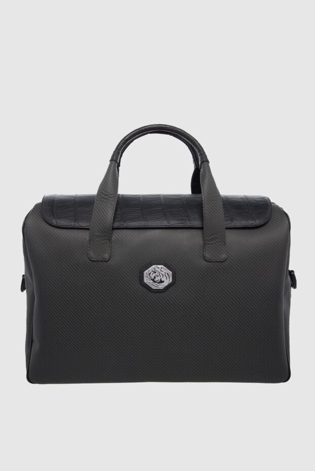 Tardini black men's travel bag made of textured crocodile leather and carbon fiber 166014 - photo 1