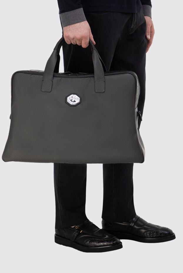 Tardini black travel bag made of leather and carbon with shoulder strap men's 166015 - photo 2