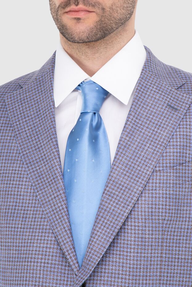 Silk tie blue for men - photo 2