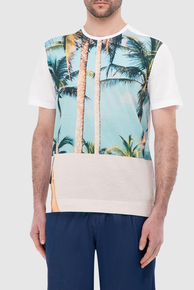 Limitato men's white t-shirt with a summer motif and an image of palm trees against the sky 166077 - photo 3