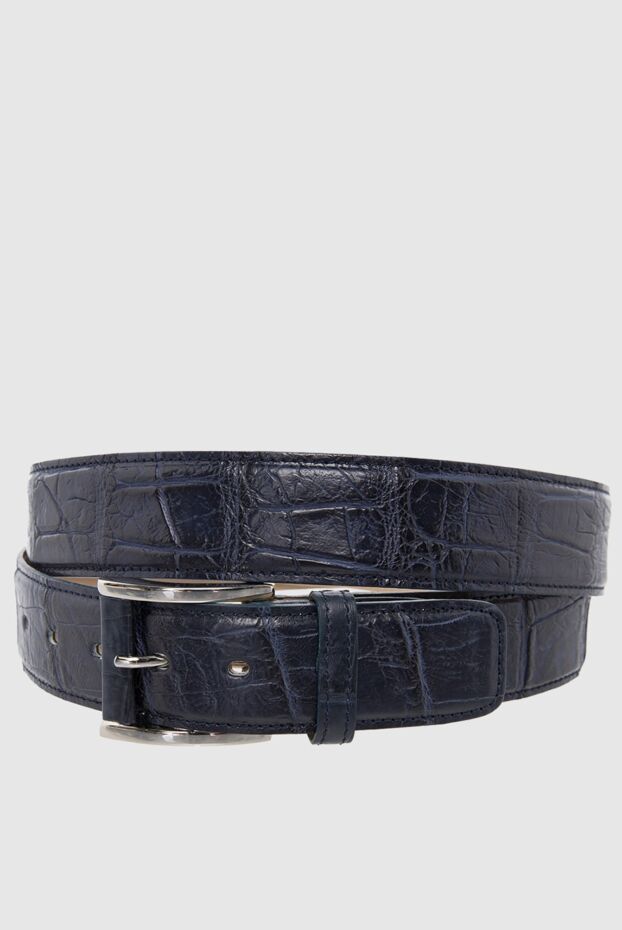Tardini ink-blue textured crocodile leather belt for men 166090 - photo 1