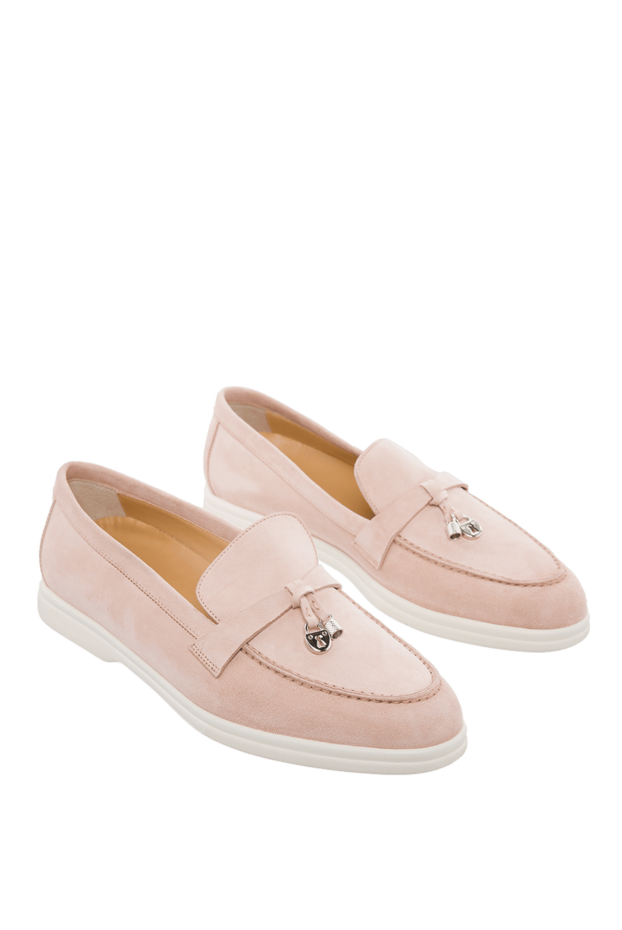 Cesare di Napoli loafers women's nubuck with metal decor pink 166096 - photo 3