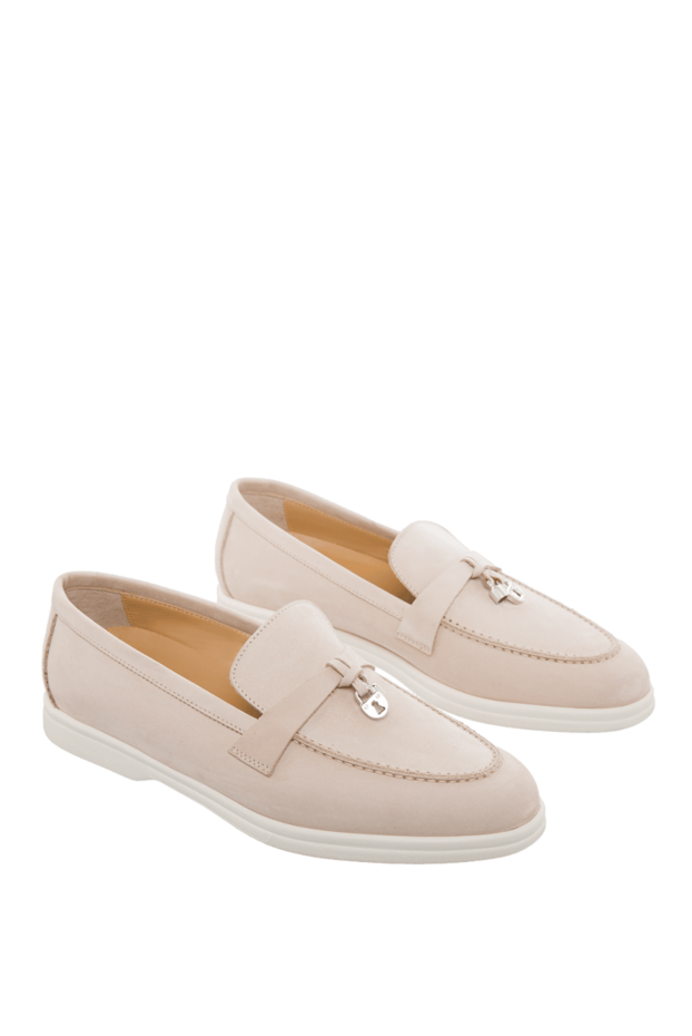 Cesare di Napoli loafers women's nubuck with metal decor beige 166097 - photo 3