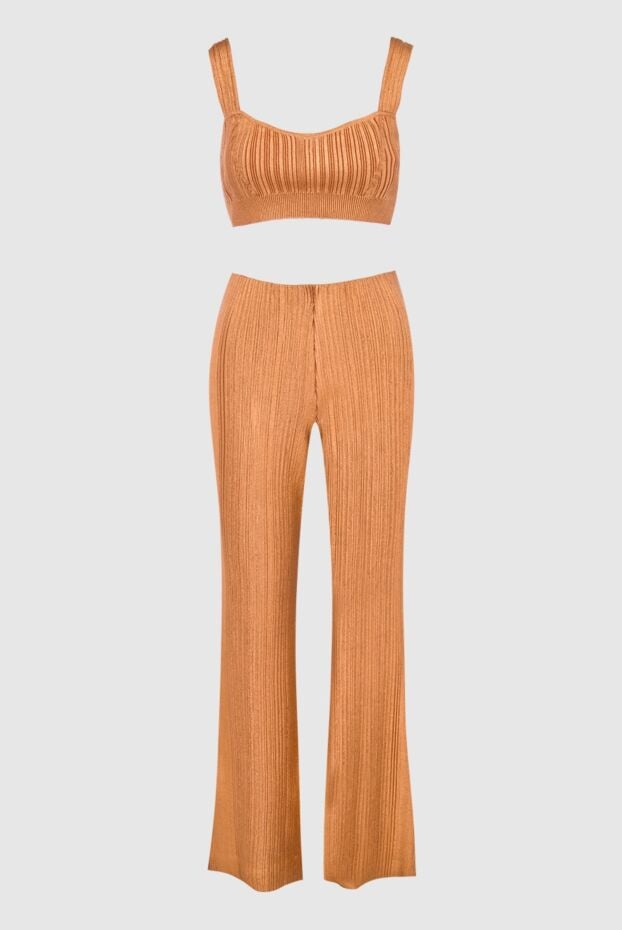 Herve Leger women's suit top and trousers made of metallic knitwear, gold-copper 166169 - photo 1