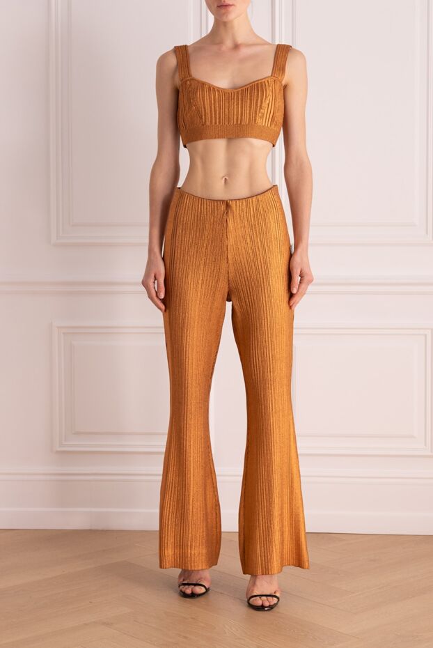 Herve Leger women's suit top and trousers made of metallic knitwear, gold-copper 166169 - photo 3