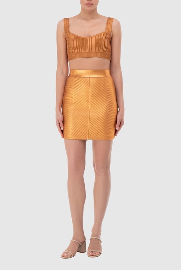 Herve Leger a figured skirt with a textured surface and shine in a copper shade 166170 - photo 2