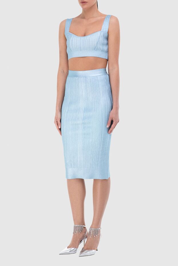 Herve Leger a set in a sky blue shade with a bra top and a fitted skirt 166179 - photo 3