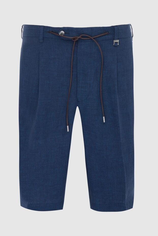 Tombolini men's linen shorts dark blue with drawstring waistband 166188 - photo 1
