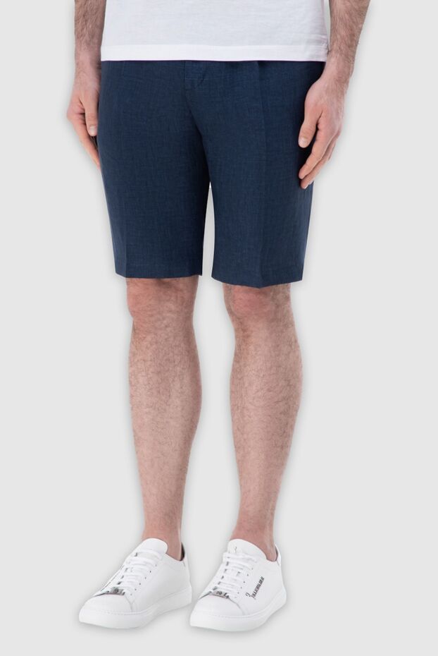 Tombolini men's linen shorts dark blue with drawstring waistband 166188 - photo 3