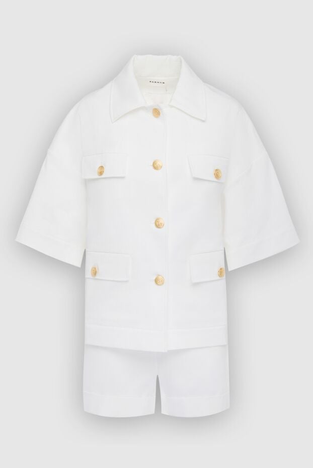 Stylish women's set white with accent buttons and shorts - photo 1