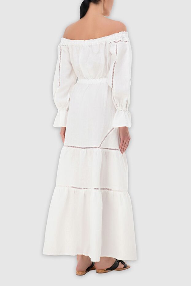 Moeva white linen dress with scalloped trim and puff sleeves 166247 - photo 3