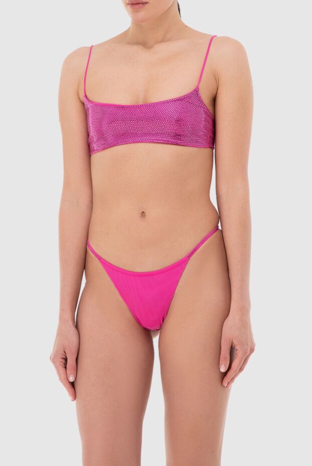 The Andamane bikini with thin straps top and glossy effect pink 166266 - photo 3