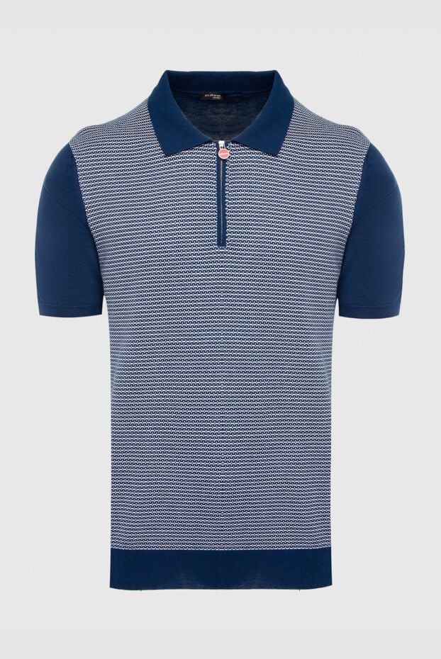 Kiton blue cotton polo shirt with a contrast micro pattern for men 166326 - photo 1
