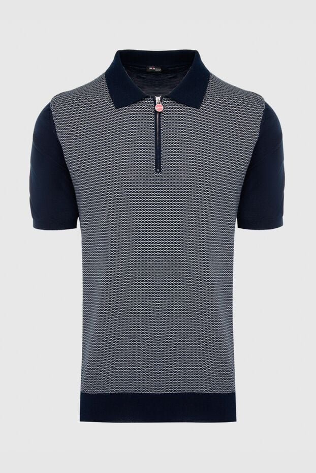 Black cotton polo shirt with a contrast micro pattern for men - photo 1