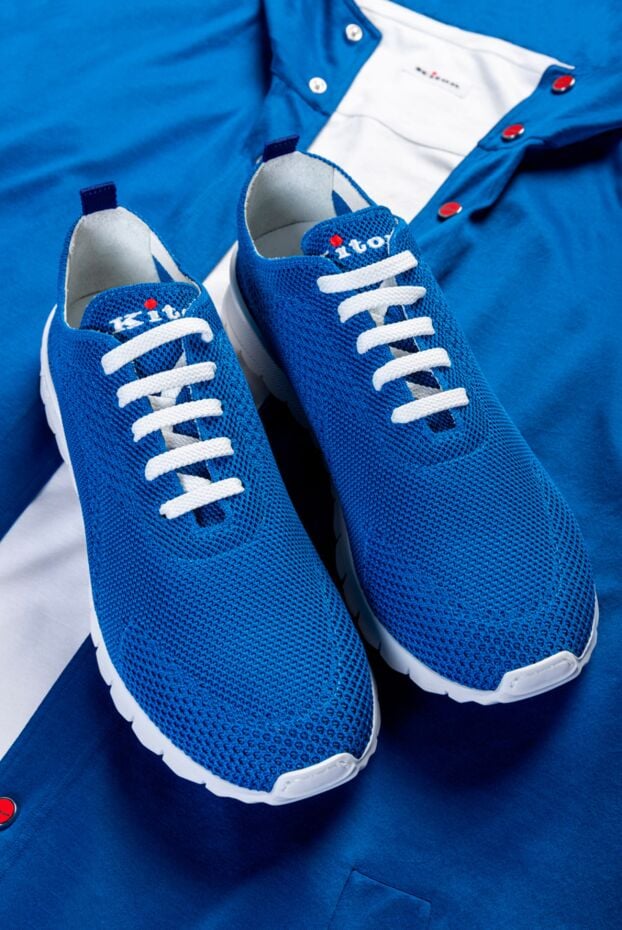 Kiton sports sneakers with a knitted upper in a rich blue color 166343 - photo 2
