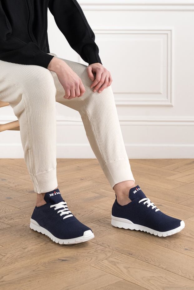 Kiton lightweight sneakers in dark blue with a seamless fit and micro-perforation 166345 - photo 2