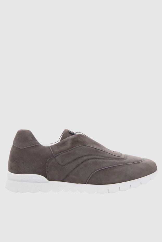 Kiton men's everyday slip-ons made of soft suede with a snow-white sole 166350 - photo 1