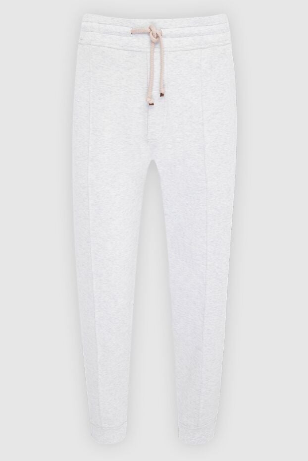 Light-colored cotton jersey trousers with cuffs at the hem - photo 1