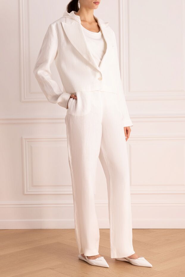 Fabiana Filippi women's white linen suit with a cropped jacket 166429 - photo 3