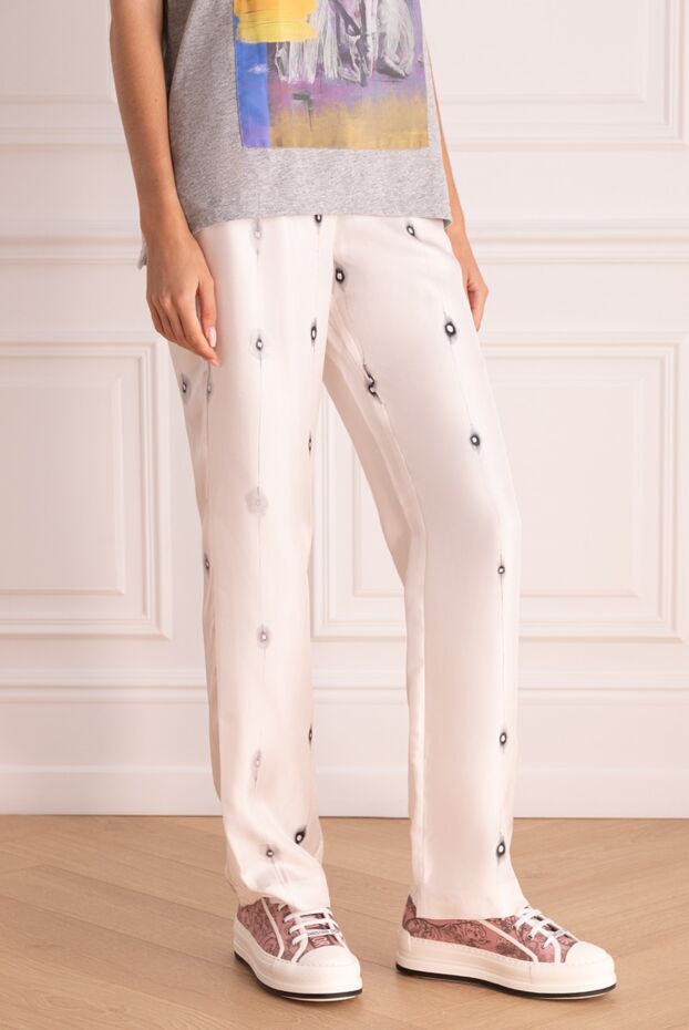 Fabiana Filippi women's silk pants with black pattern white 166431 - photo 3