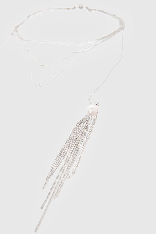 Fabiana Filippi necklace for women white with pearl pendants and fringe 166438 - photo 3
