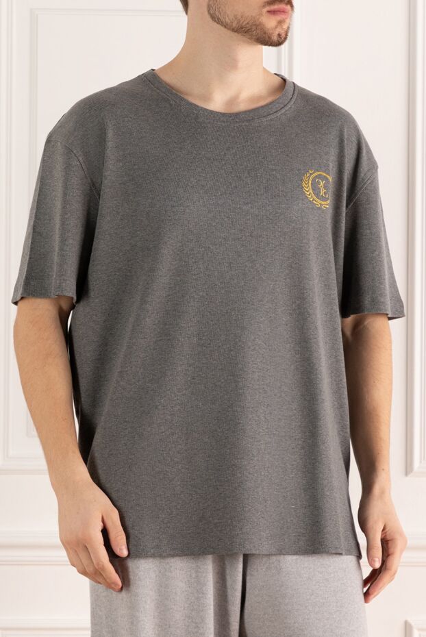 Billionaire men's gray cotton t-shirt with coat of arms embroidery 166459 - photo 3