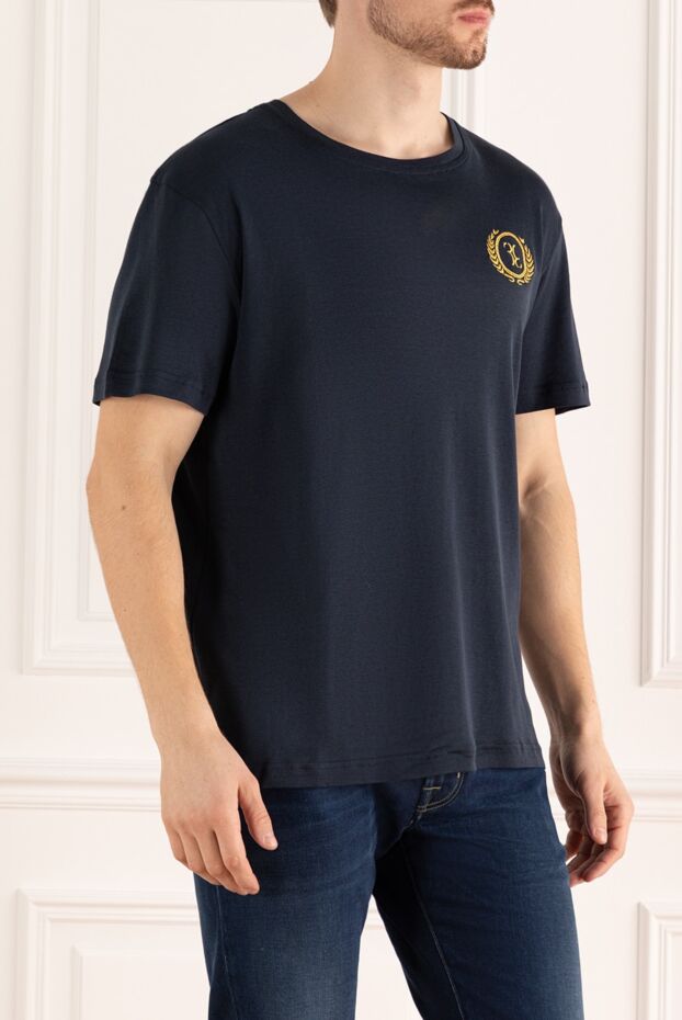 Billionaire dark blue cotton t-shirt with crest on chest (markdown) 196916 - photo 3