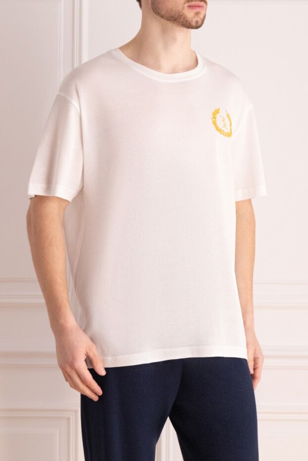 Billionaire men's white t-shirt with branded emblem on the chest 166464 - photo 3