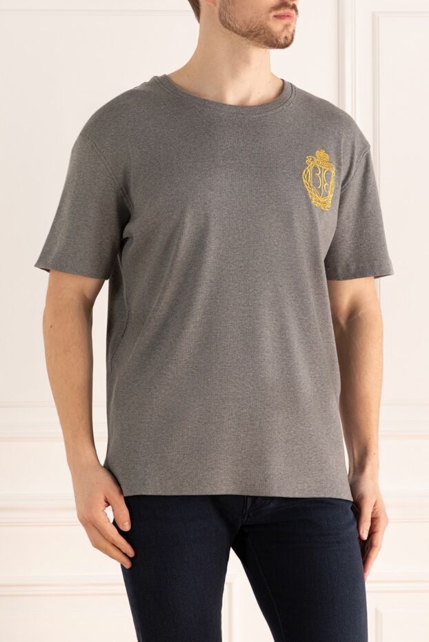 Billionaire gray men's t-shirt with a laconic cut and a decorative coat of arms 166466 - photo 3