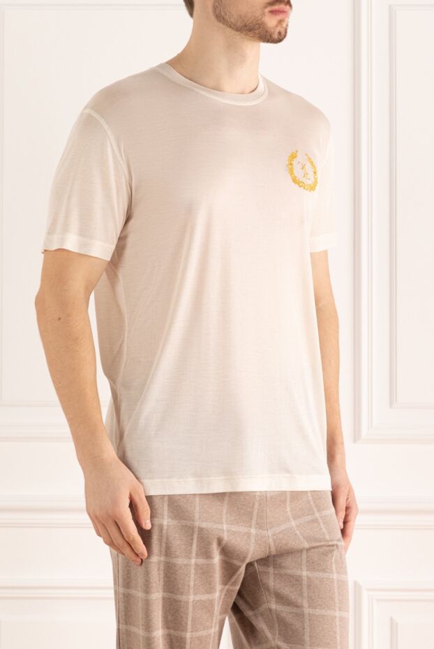 Billionaire men's white crew neck t-shirt with brand emblem 166471 - photo 3