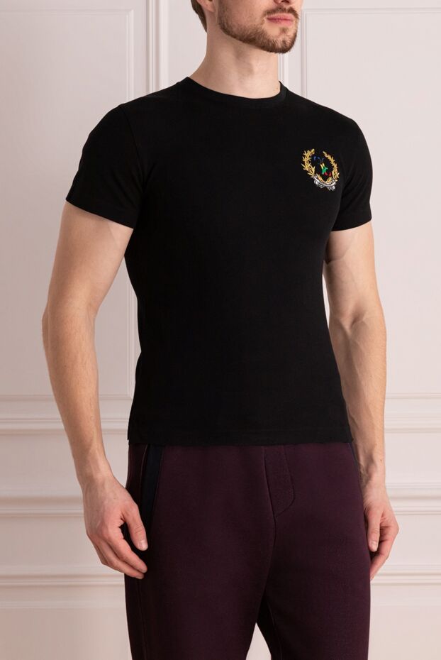 Billionaire black t-shirt with contrasting emblem on the chest 166473 - photo 3