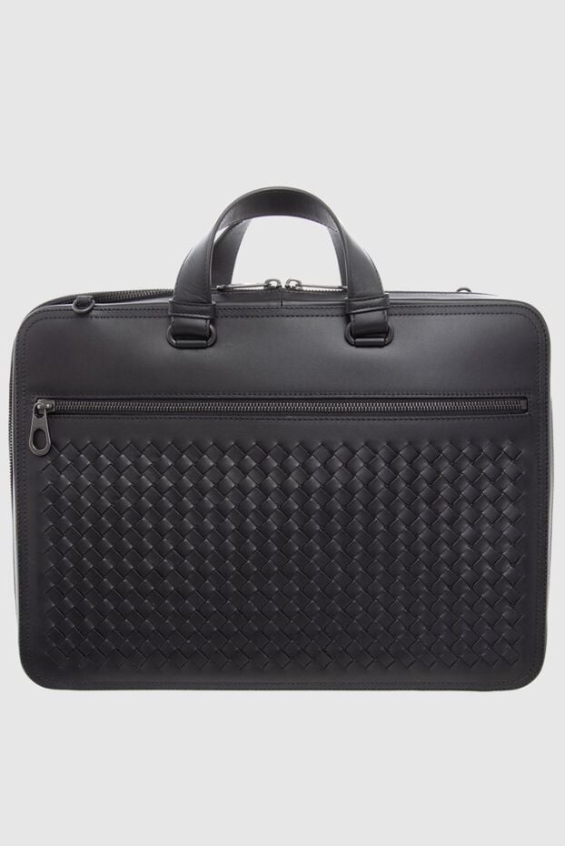 Bottega Veneta leather briefcase bag black with zip fastening and decorative weaving 166535 - photo 1