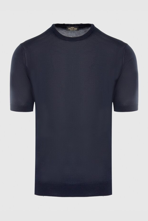 Cesare di Napoli man silk short sleeve jumper blue for men buy with prices and photos 166553 - photo 1