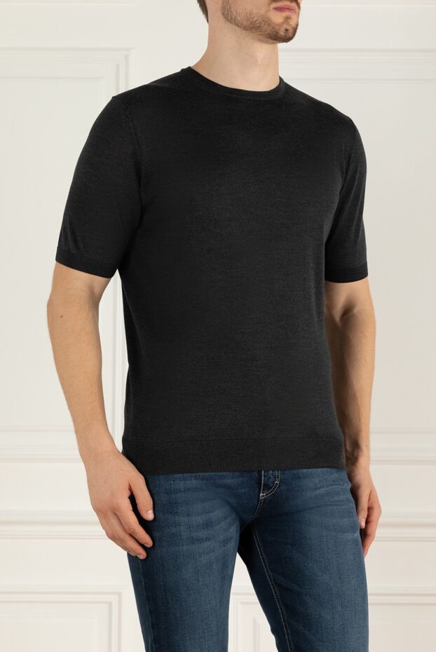 Cesare di Napoli black and grey silk short-sleeve jumper for men 166559 - photo 3