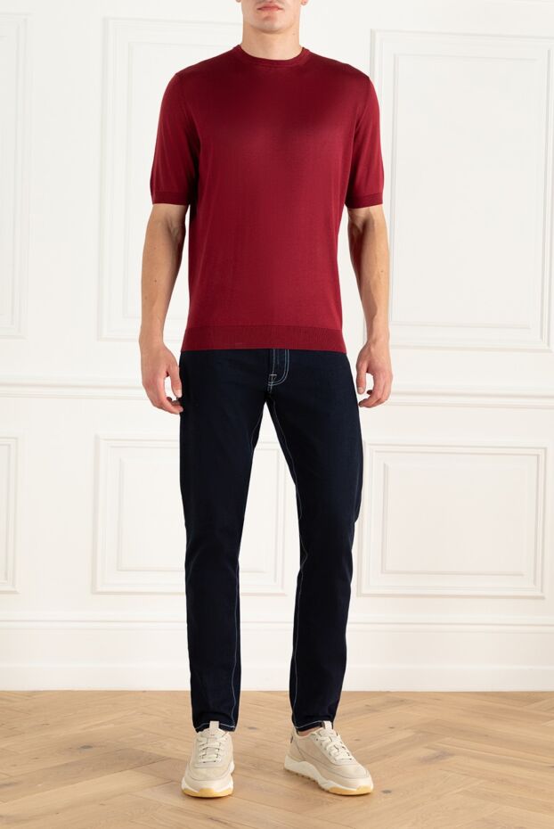 Cesare di Napoli burgundy short-sleeved jumper made of the finest natural silk (markdown) 195522 - photo 2