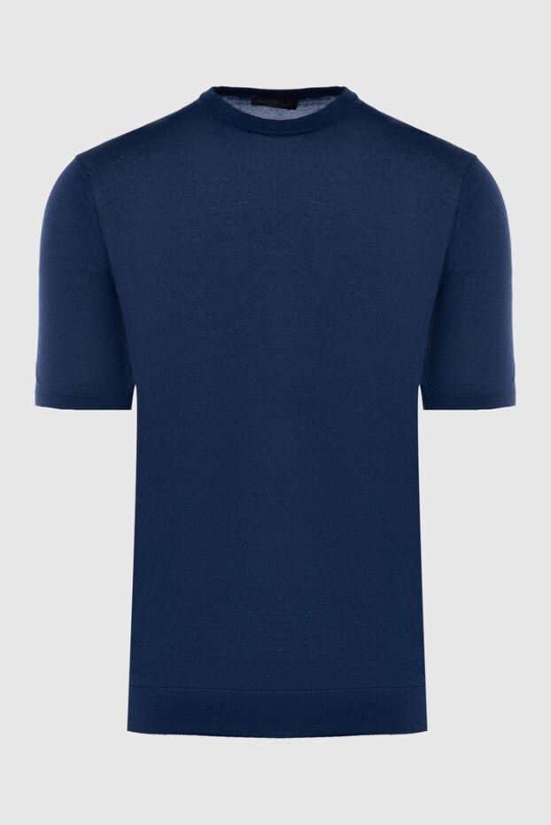 Cesare di Napoli man silk short sleeve jumper blue for men buy with prices and photos 166568 - photo 1