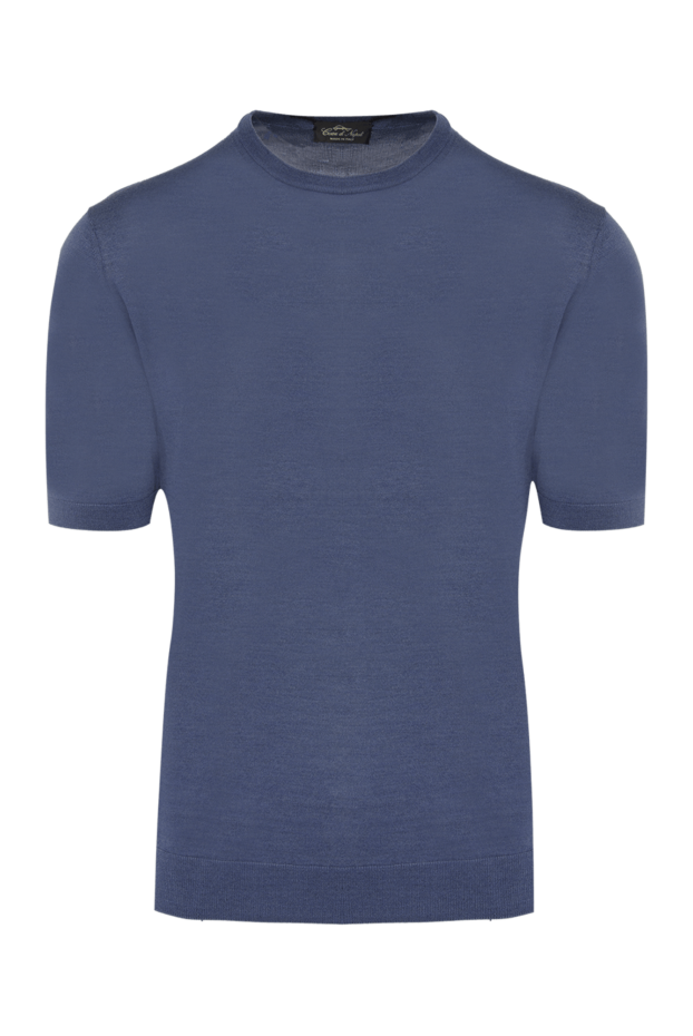 Cesare di Napoli man silk short sleeve jumper blue for men buy with prices and photos 166570 - photo 1