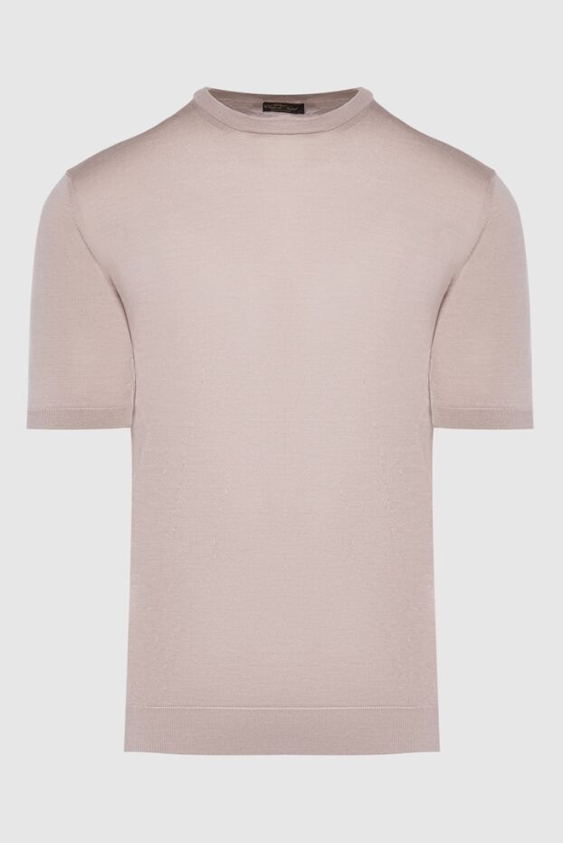 Cesare di Napoli man beige silk short sleeve jumper for men buy with prices and photos 166571 - photo 1