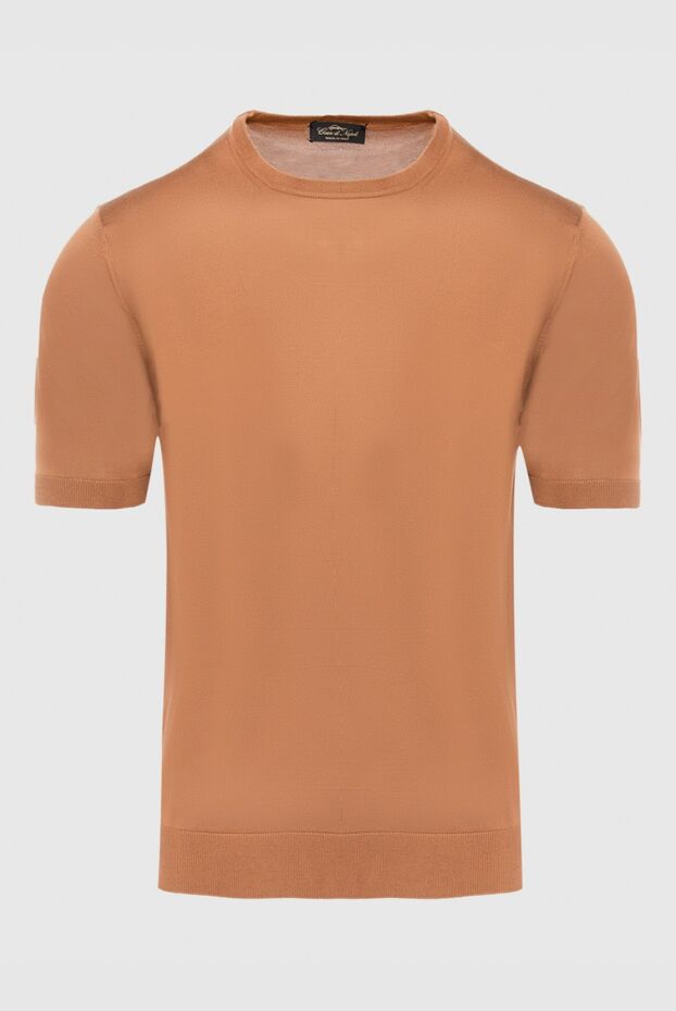 Cesare di Napoli man short sleeve jumper in silk orange for men buy with prices and photos 166575 - photo 1