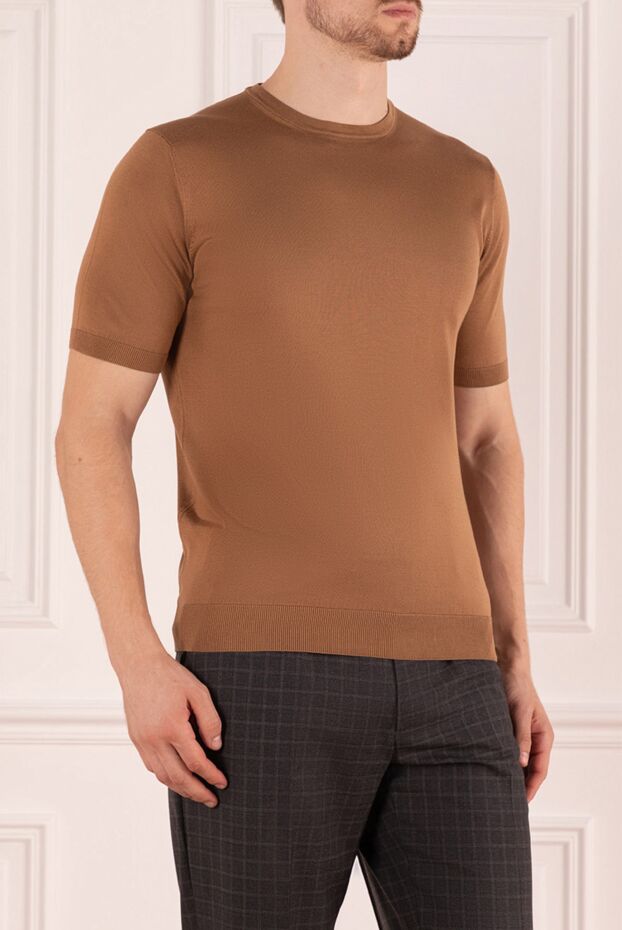 Cesare di Napoli men's short-sleeved knitted jumper in a caramel shade (markdown) 196488 - photo 3
