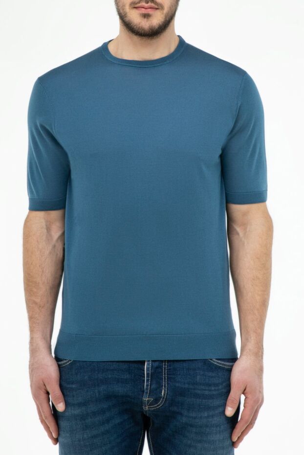 Cesare di Napoli man men's blue short sleeve silk jumper buy with prices and photos 166576 - photo 2