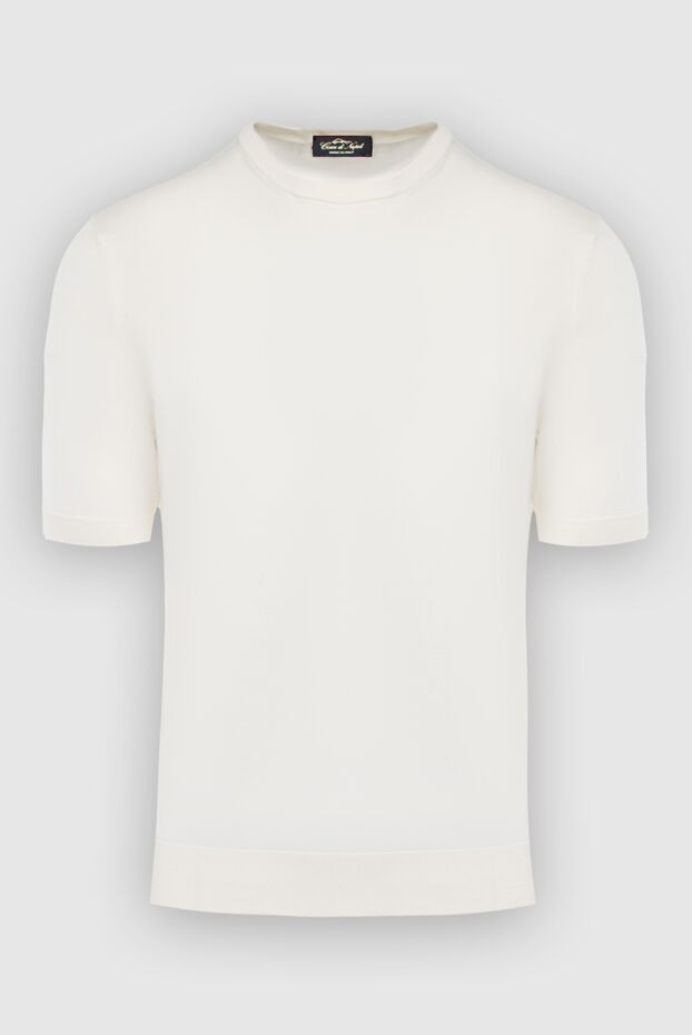 Cesare di Napoli man short sleeve jumper in silk and cotton white for men buy with prices and photos 166584 - photo 1