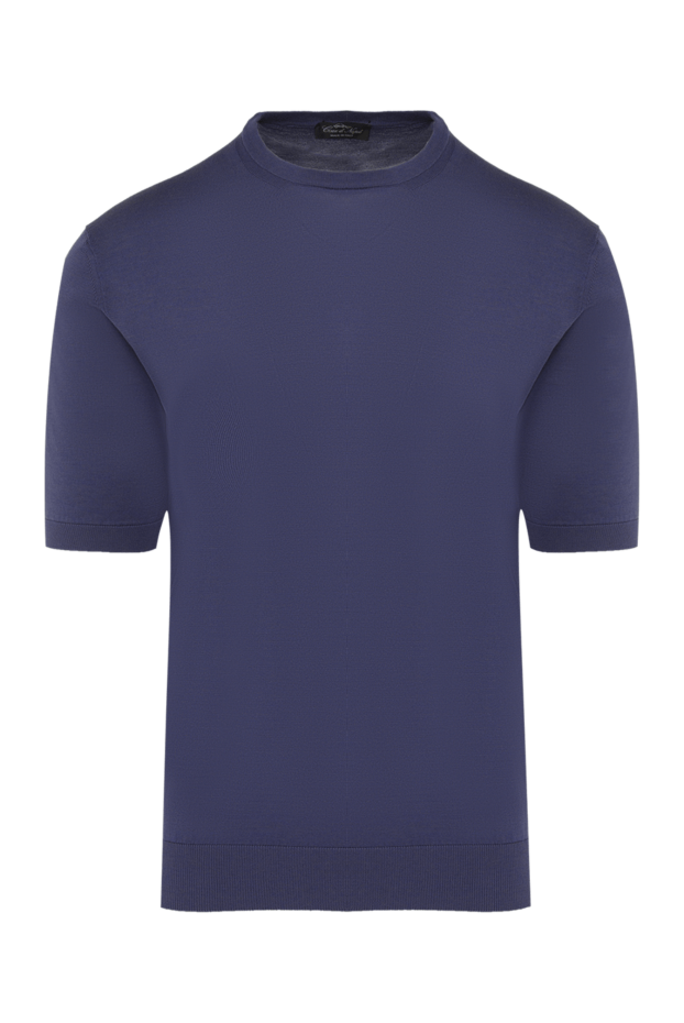 Cesare di Napoli man short sleeve jumper in silk and cotton blue for men buy with prices and photos 166586 - photo 1