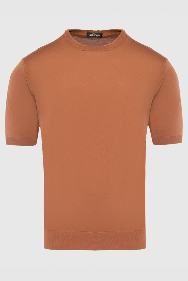 Cesare di Napoli man short sleeve jumper in silk and cotton brown for men buy with prices and photos 166590 - photo 1