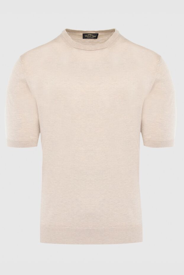 Cesare di Napoli man short sleeve jumper in silk and cotton beige for men buy with prices and photos 166591 - photo 1