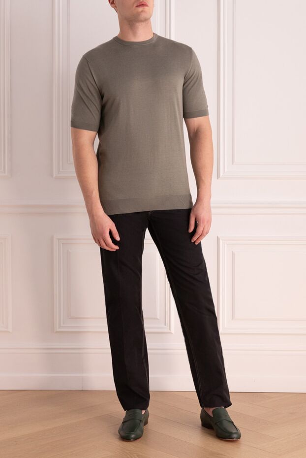 Cesare di Napoli man short sleeve jumper in silk and cotton beige for men buy with prices and photos 166592 - photo 2